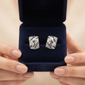 Oxidised Openwork Barrel 925 silver stud earrings for women, daily wear, further studio view