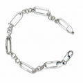 Silvme 925 sterling silver paperclip and round link bracelet for men shaped into an oval on a white background