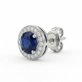 Blue Round Halo Stud Earrings, alternate angle