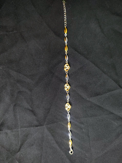Ball chain 925 silver bracelet front view beads