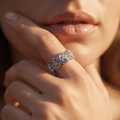 Sterling silver blue stone link ring for women for Diwali, Karwa Chauth and festive gifting