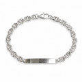 Close-up of a slim engraveable-style plate set into a fine twisted rope chain on the Silvme rope chain id bracelet