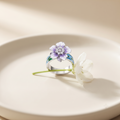 Sterling silver purple floral ring for women for Diwali, Karwa Chauth and festive gifting