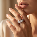 Silvme Floral Cluster 925 sterling silver ring for women — worn on the finger