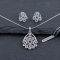 Silvme pure 925 sterling silver sparkling cubic zirconia pendant and stud earrings set with cubic zirconia, styled product image