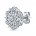 Ornate Floral Snowflake Stud Earrings, close-up detail