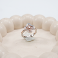 Silvme Flower Stack with cubic zirconia 925 sterling silver floral ring for women, two-tone rose gold and silver, ad ring for women, sparkling stone ring, stacking styling view