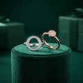 Silvme Circle Solitaire with cubic zirconia 925 sterling silver circle ring for women, two-tone rose gold and silver, heart ring silver, heart shape ring for women, front view