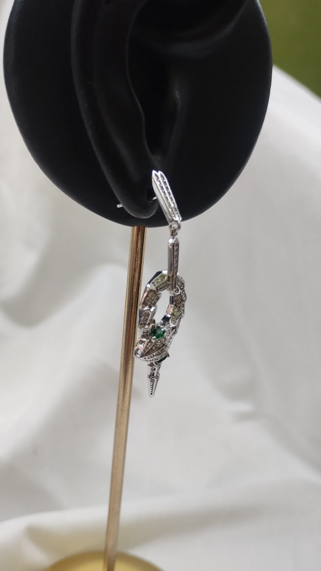 Silvme Pure 925 Sterling Silver Serpent Snake Statement CZ Drop Earrings — View 4
