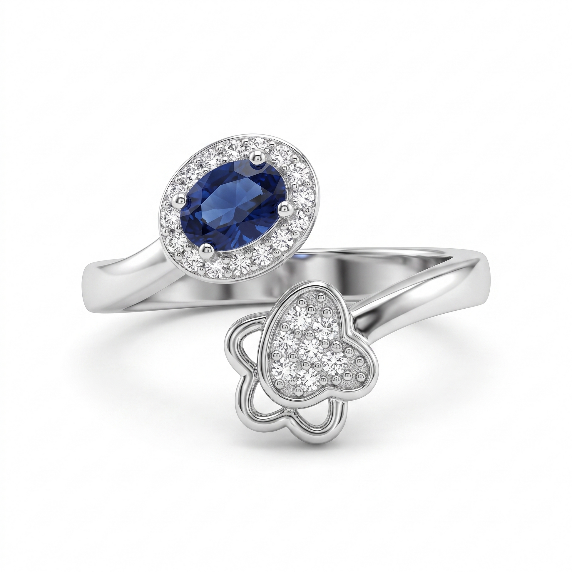 Silvme Wave 925 sterling silver ring for women — front view on white background