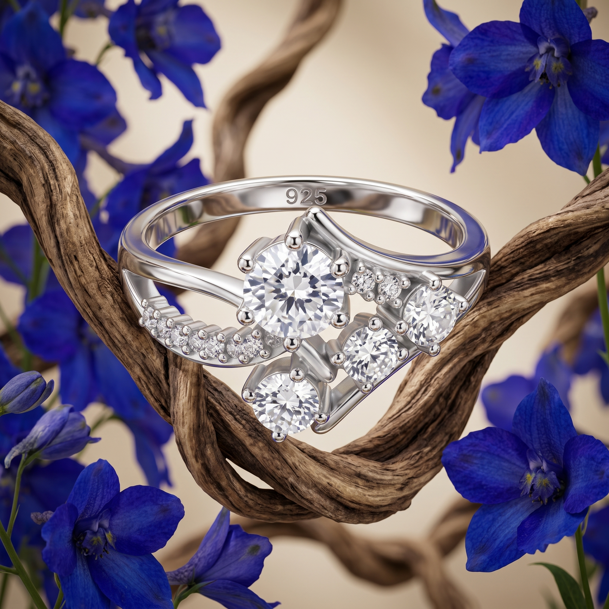 Silvme Butterfly 925 sterling silver ring for women — studio detail shot