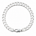 Silvme 925 sterling silver wide curb chain bracelet for men shaped into an oval on a white background