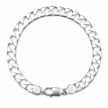 Silvme 925 sterling silver wide curb chain bracelet for men shaped into an oval on a white background