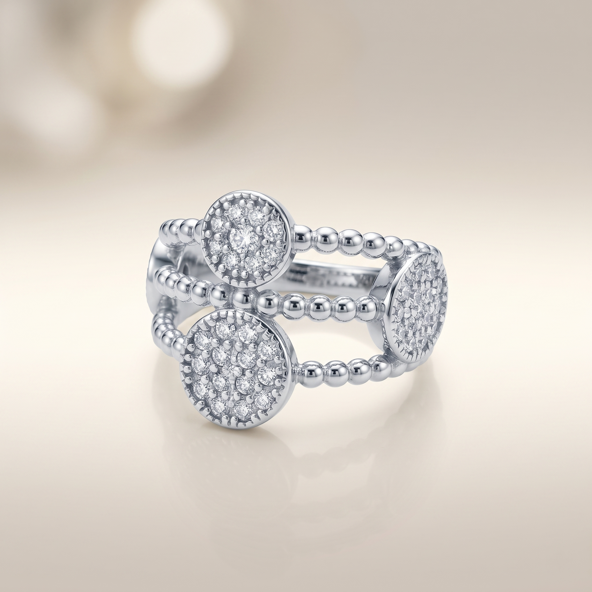 Silvme Stone-Set 925 sterling silver ring for women — angled view