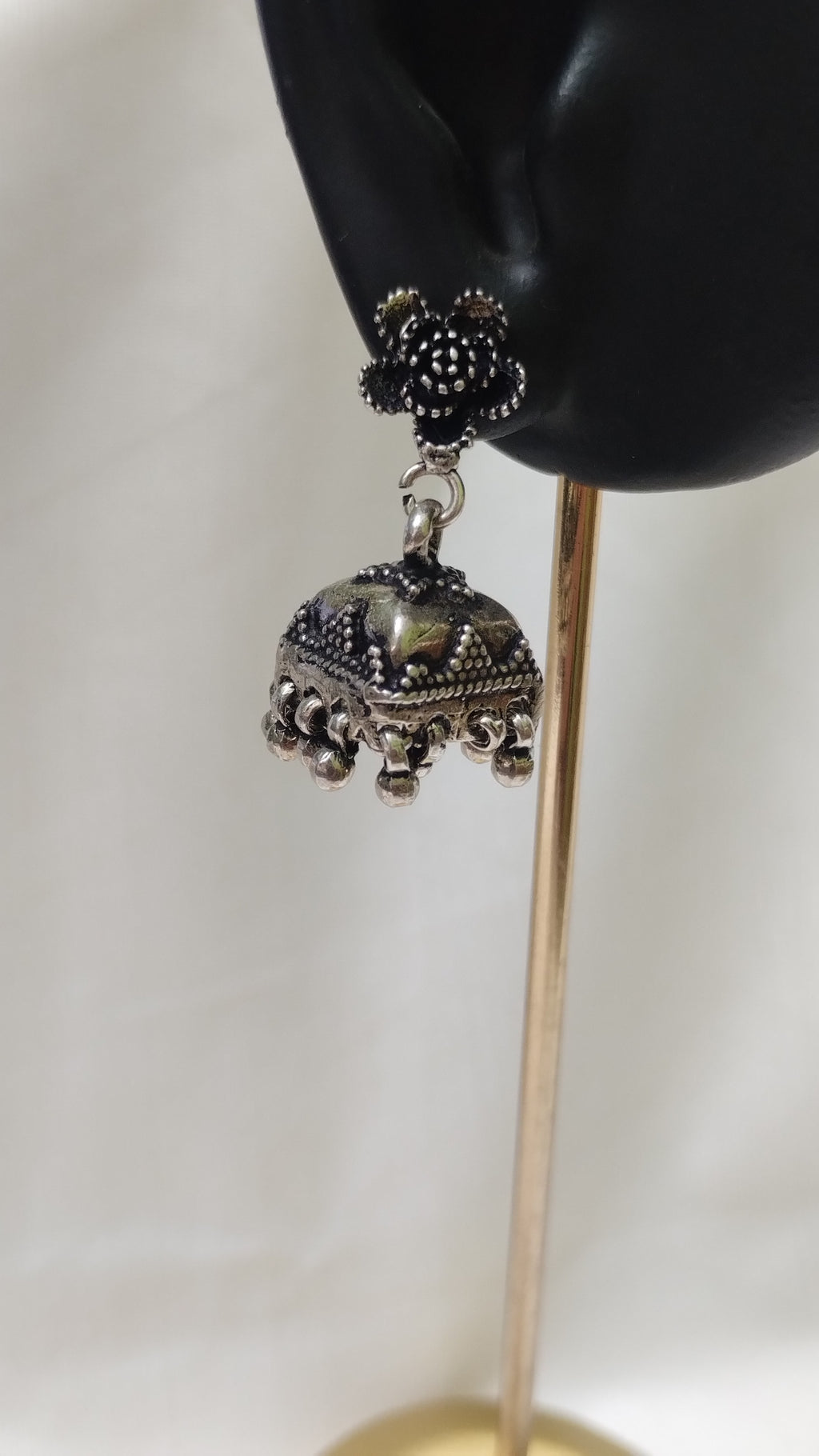 Silvme Pure 925 Sterling Silver Traditional Oxidised Jhumka Silver Earrings — View 4