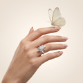Silvme marquise turtle silver ring for women worn paired with minimal silver bands on the hand