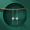 Split Heart Pave Stone-Set Threader Earrings, additional product view 10