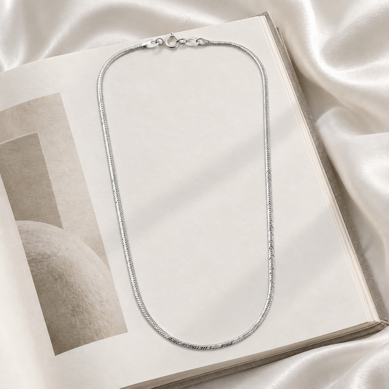 Silvme rhodium-plated chain in solid 925 sterling silver, approx. 3.92 g, sterling clasp and findings