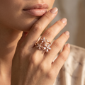 Silvme Geometric Pattern 925 sterling silver ring for women — top view