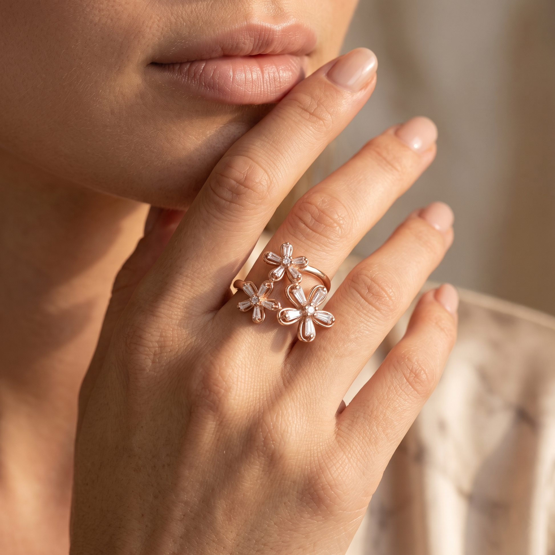 Silvme Geometric Pattern 925 sterling silver ring for women — top view