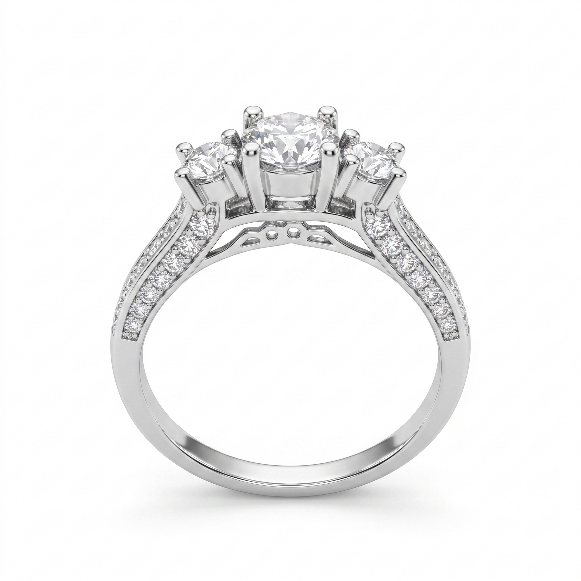 Silvme Textured 925 sterling silver ring for women — front view on white background