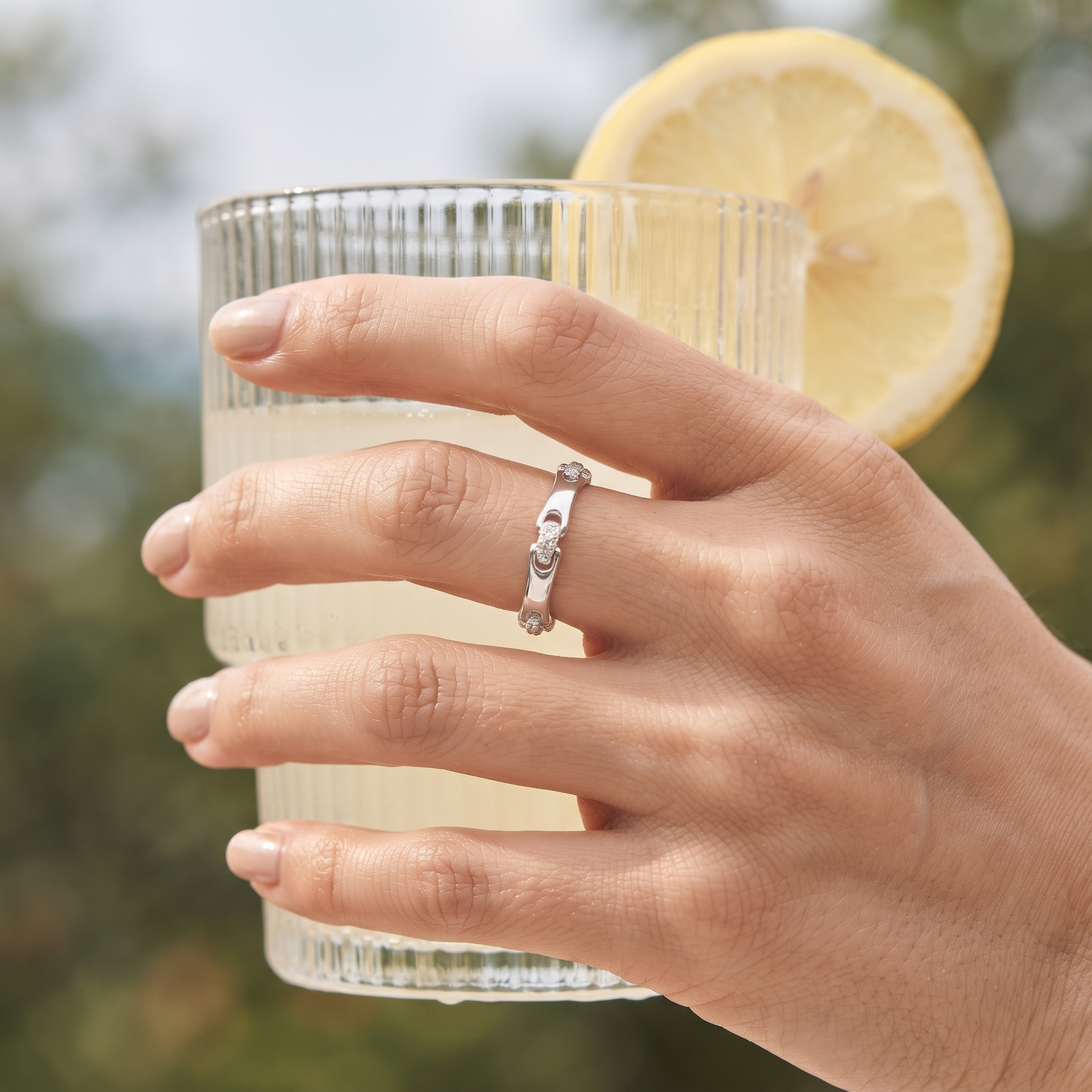 Silvme floral textured band sterling silver ring for women, comfortable enough for daily wear