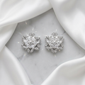 Snowflake Flower 925 silver stud earrings for women, daily wear, styled with soft light