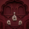 Silvme pure 925 sterling silver minimalist arch pendant and stud earrings set, side profile view
