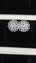 Silvme Pure 925 Sterling Silver Petal Lattice CZ Solitaire Round Stud Earrings — Front View