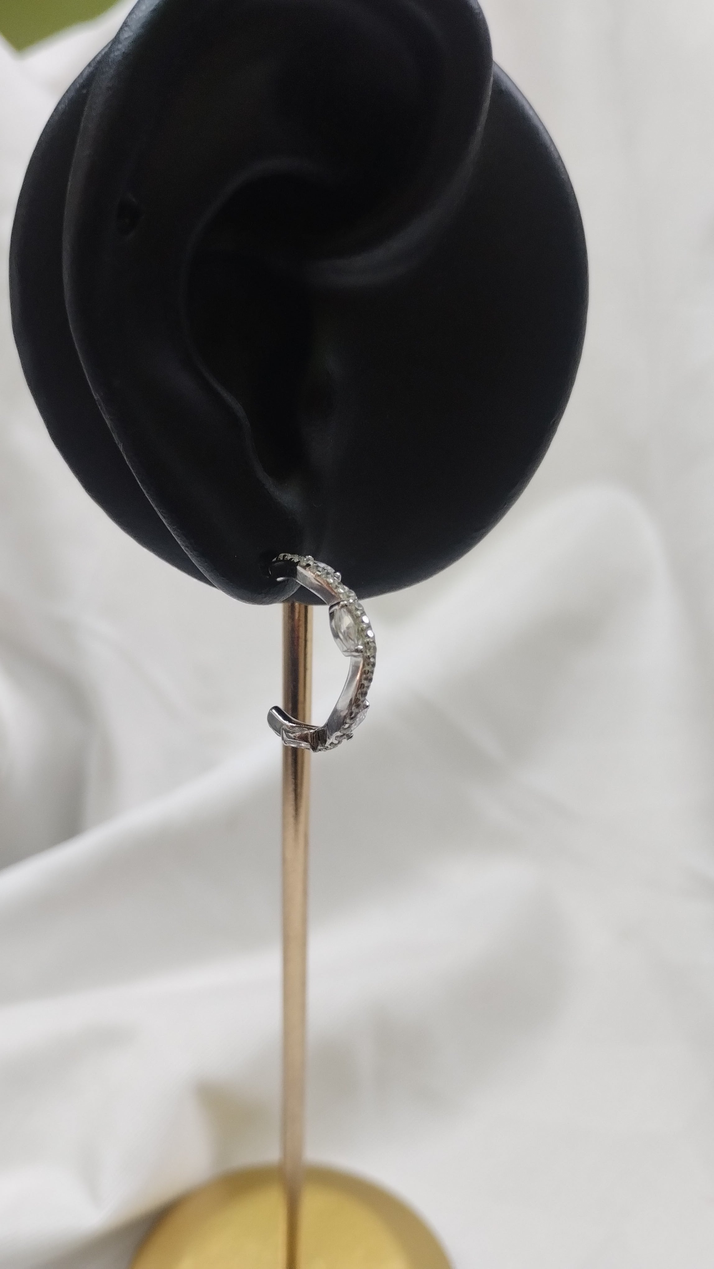 Silvme Pure 925 Sterling Silver CZ Pave Huggie Hoop Earrings — Front View