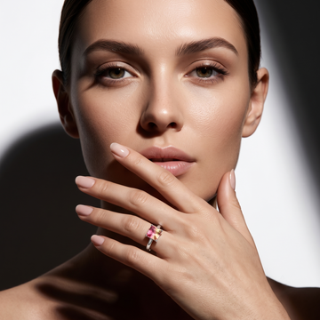 Silvme Herringbone Chevron 925 sterling silver ring for women — front view on white background