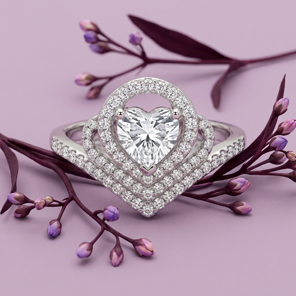Silvme Sparkle-Cut 925 sterling silver ring for women — angled view