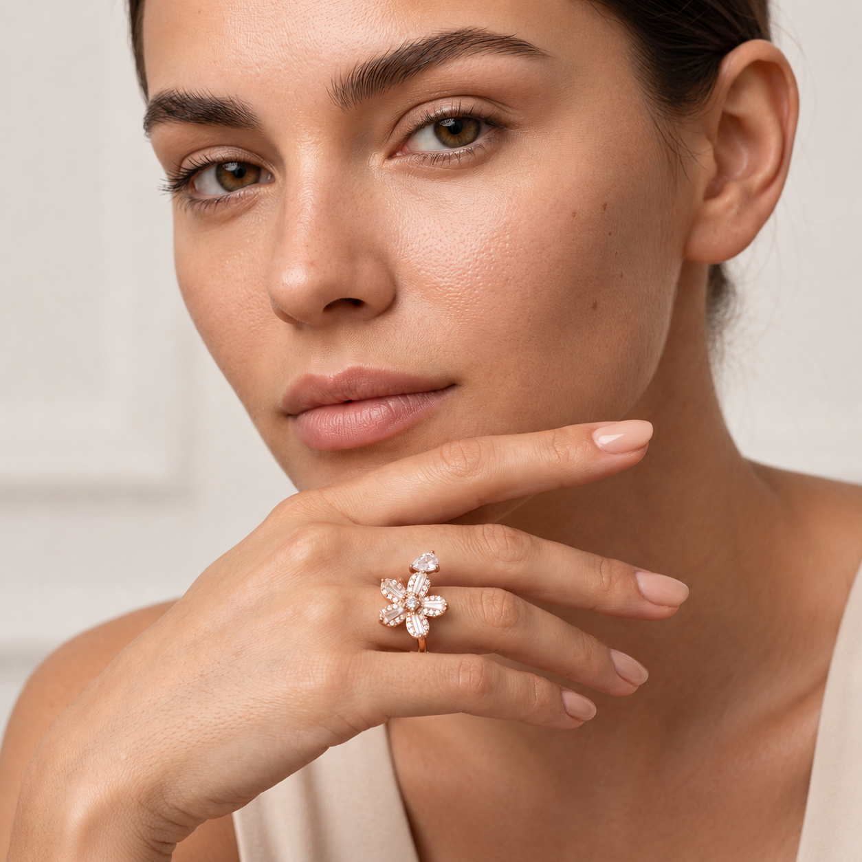 Silvme Star Motif 925 sterling silver ring for women — top view