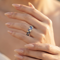 Sterling silver blue stone stackable ring for women for Diwali gifting and festive saree looks