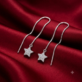Stone-Set Pave Star Charm Threader Earrings, additional product view 6