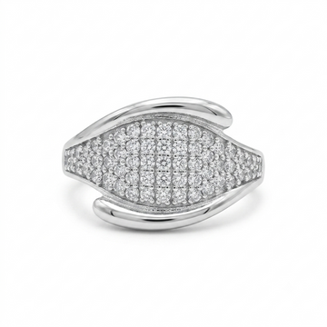 Silvme Crossover 925 sterling silver ring for women — front view on white background