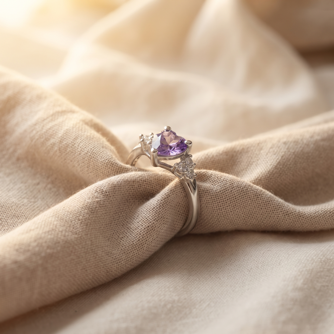 Silvme purple oval stone halo 925 sterling silver ring for women with purple oval centre stone inside a sparkling halo