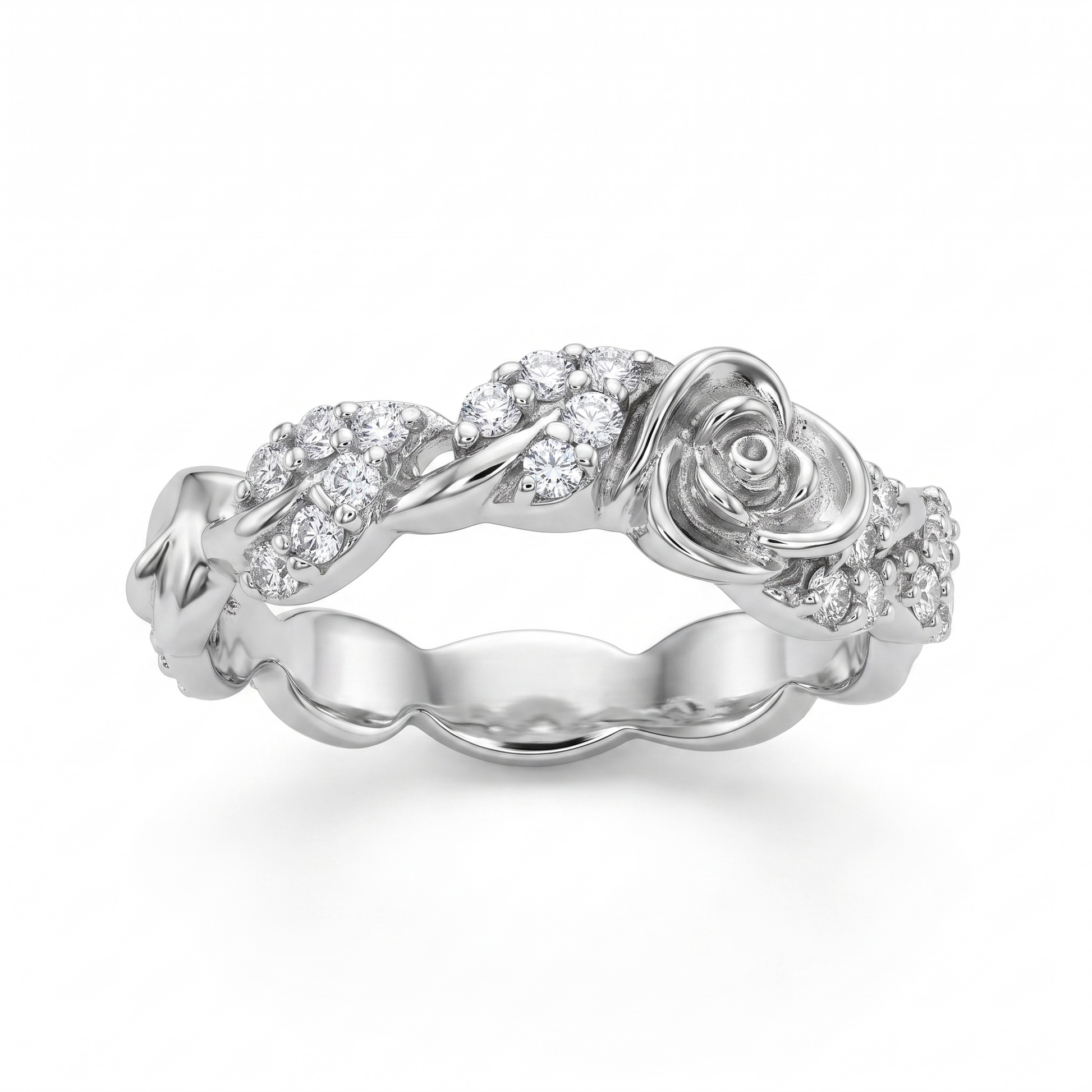Silvme Vintage Filigree Lace 925 sterling silver ring for women — front view on white background