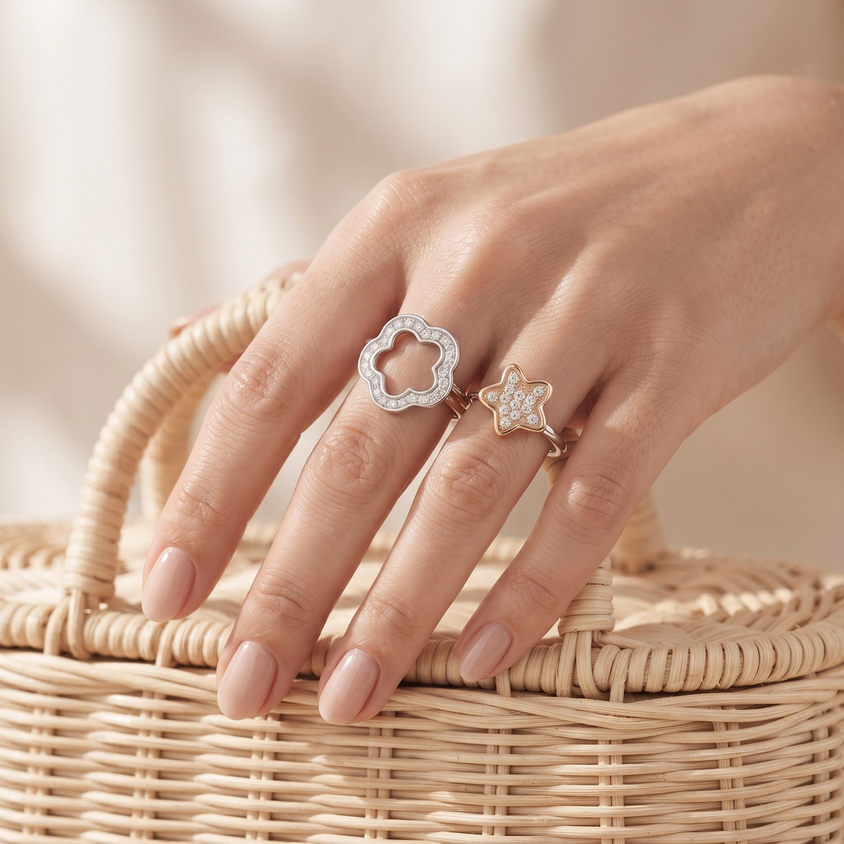 Silvme Oval Halo with cubic zirconia 925 sterling silver halo ring for women, silver-tone, wedding ring for women, festive jewellery, close-up design detail