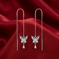 Butterfly Teardrop Charm Threader Earrings, additional product view 6