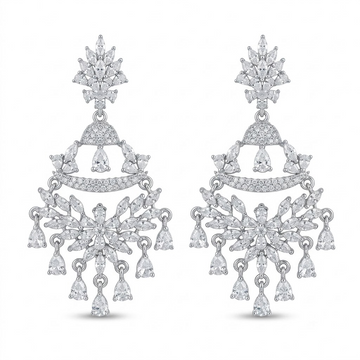 Stone-Set Fan Chandelier Drop Earrings, front product view