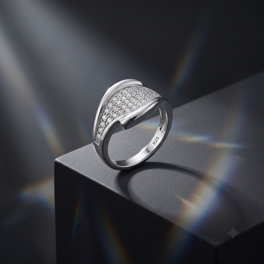 925 sterling silver Crossover Band Ring by Silvme with hallmarked 925 purity, a gift-worthy silver piece