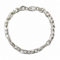 Silvme 925 sterling silver greek key mariner bracelet for men shaped into an oval on a white background