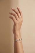White & Gold Leaf Link Bracelet – the Silvme Two-Tone Floral CZ Bracelet in 925 sterling silver