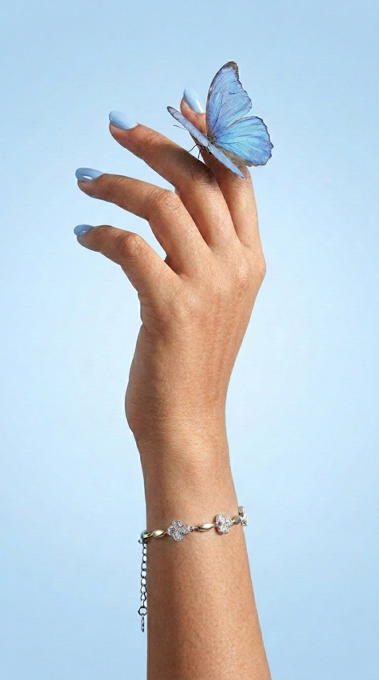 925 sterling silver Two-Tone Floral CZ Bracelet by Silvme accented with sparkling cubic zirconia, gold-tone finish, an elegant accessory for her