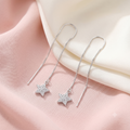 Stone-Set Pave Star Charm Threader Earrings, additional product view 4