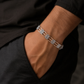 Full length of the rose gold-tone panel bracelet showing its rose gold-tone finish