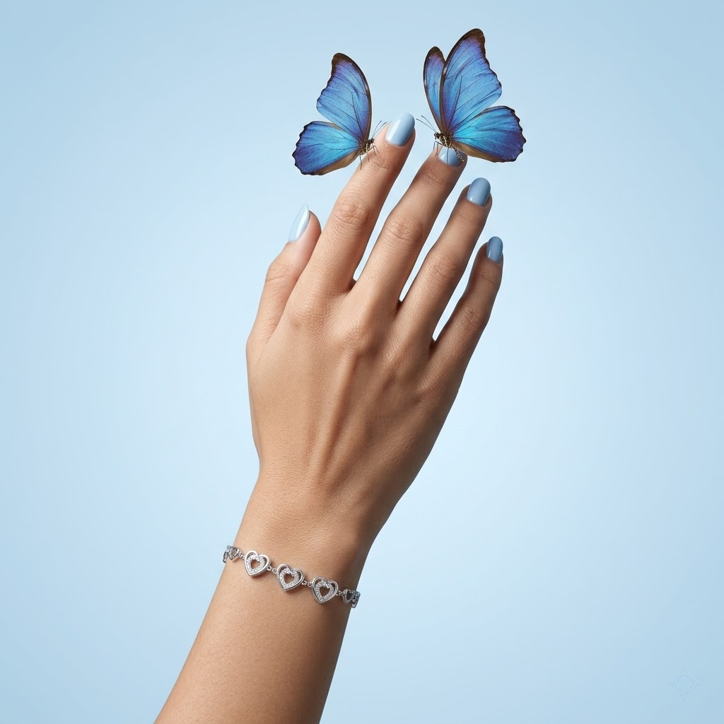 Silvme Heart Link Bracelet in 925 sterling silver with cubic zirconia, jewellery for women