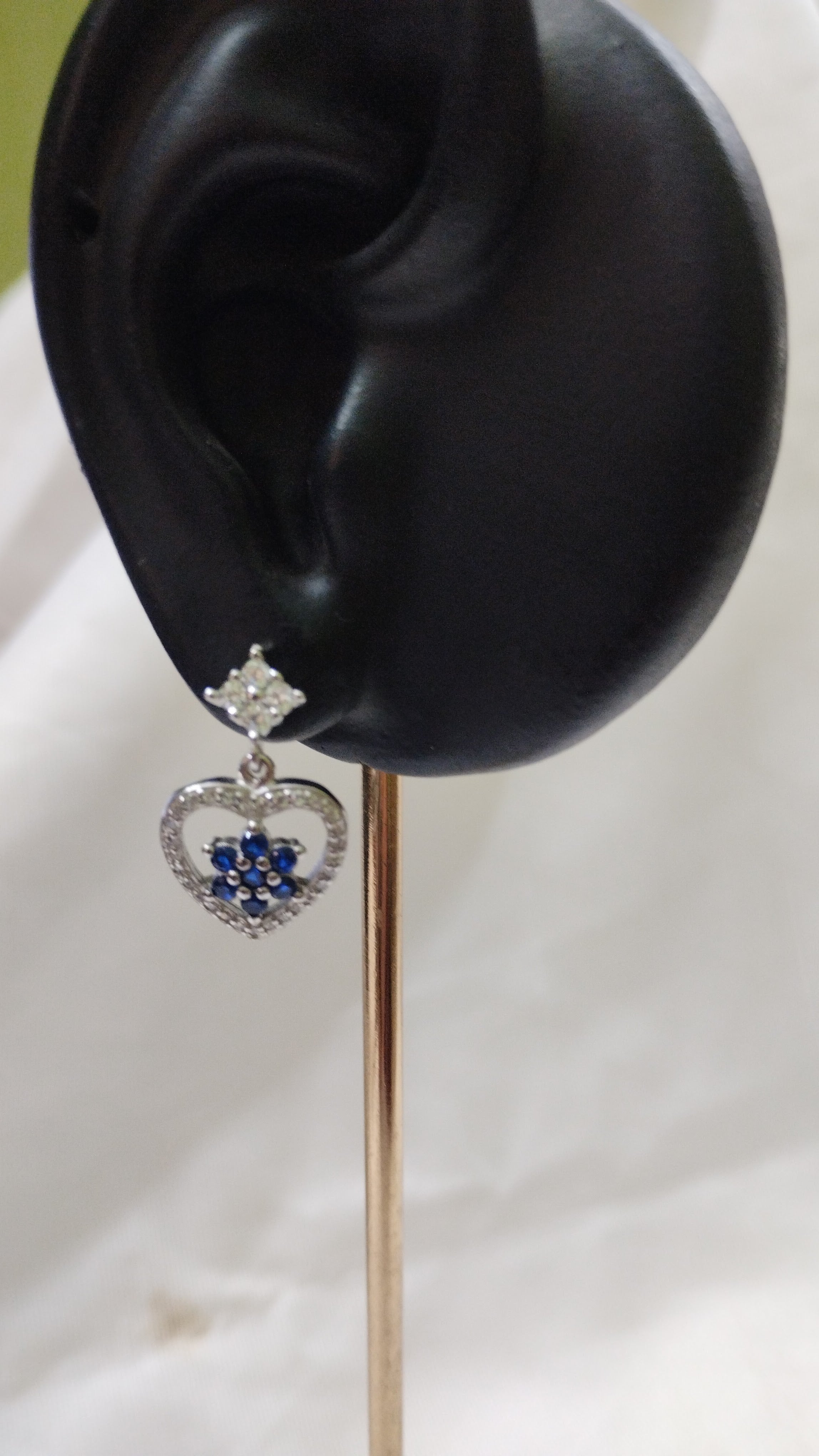 Silvme Pure 925 Sterling Silver Blue Sapphire Heart Drop CZ Earrings — View 4