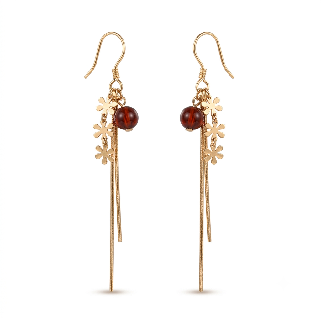 Daisy Cluster Amber-Tone Drop Earrings, front product view